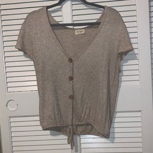 Cream Button Top